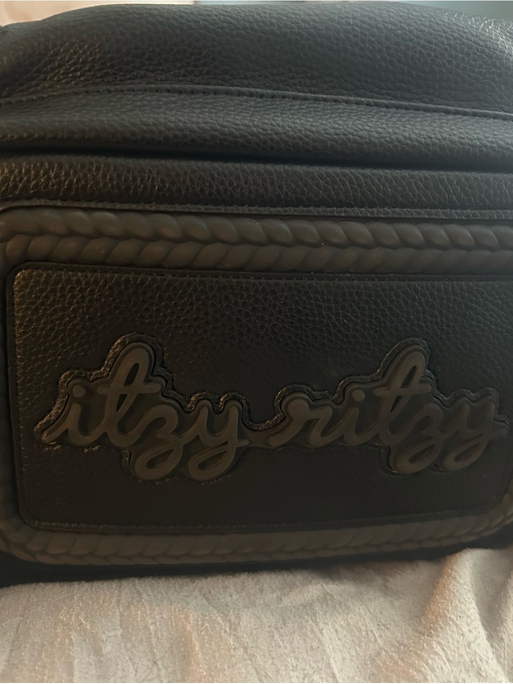 Itzy Ritzy Black Leather Diaper Bag